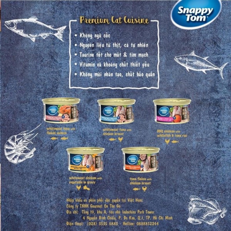 Pate Snappy Tom Premium cao cấp cho mèo lon 85g