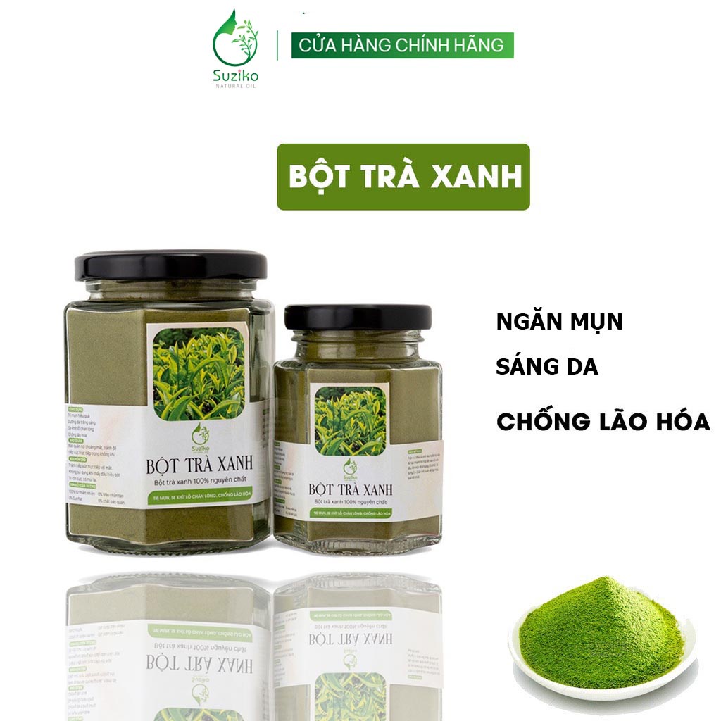 Bột Trà Xanh đắp mặt nạ hữu cơ SUZIKO nguyên chất 70G | 100% Organic