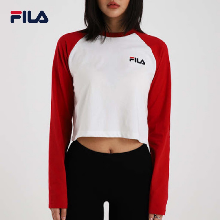 Áo thun crop tay dài nữ Fila Small Logo Color Raglan - FS2RLC1151F-DRD