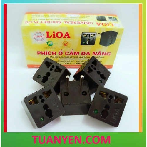 Phích ổ cắm đa năng Lioa chuyển 3 chấu thành 2 chấu 15A/220V Chân Tròn/Dẹp