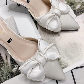 🍒 Sục Gót Mũi Nhọn Nơ Viền Đá