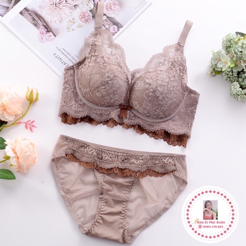(HÀNG THÁI] Bộ lót ren cao cấp không gọng-Nâng ngực đỉnh cao