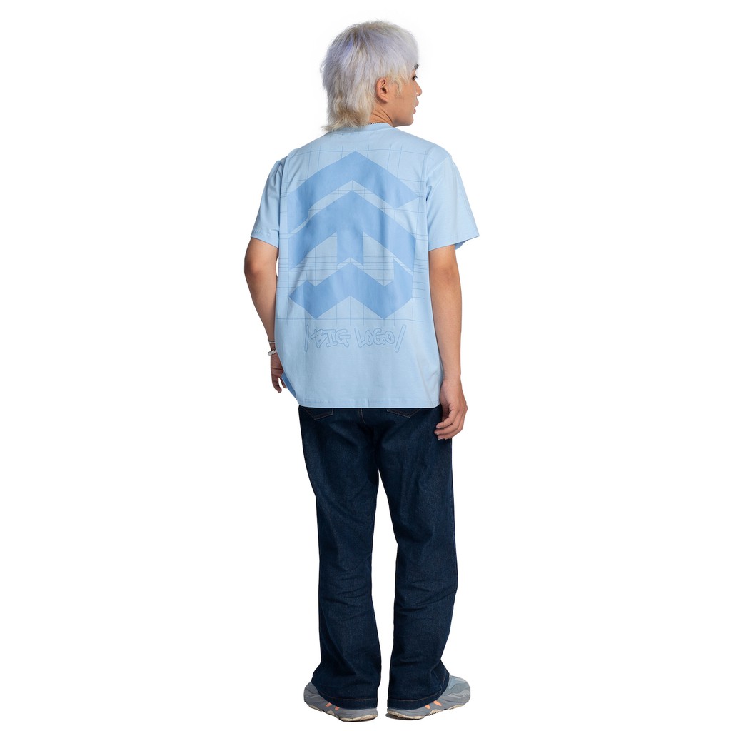 Áo Thun 5THEWAY® /public icon/ BIG LOGO SQUARE TEE™ in SKYWAY aka Áo Thun Tay Ngắn Xanh Dương Nhạt