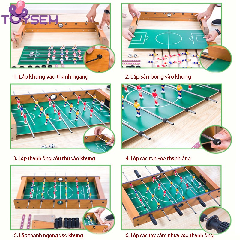 Đồ chơi bàn bi lắc Toysem cho trẻ 4 tay cầm 2 người - Bộ trò chơi trẻ em đá banh bóng bàn - Quà tặng sinh nhật cho bé