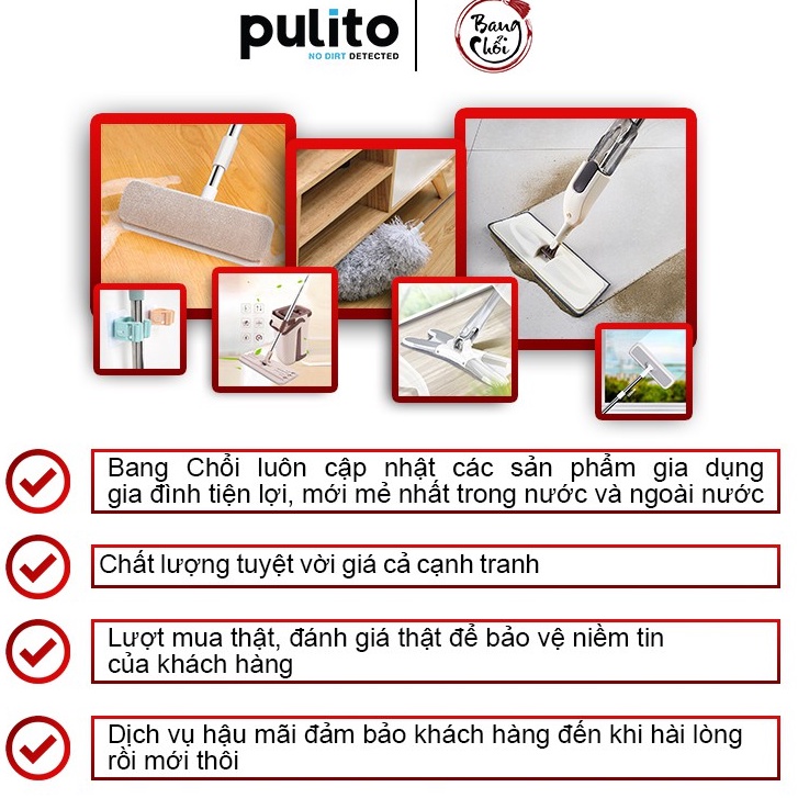 [Mã LIFEHL15K giảm 10% đơn 0Đ] Chổi chà sàn gạt nước Pulito cán dài bàn chải xoay 180 độ tiện lợi CPT-B2 -PulitoVN