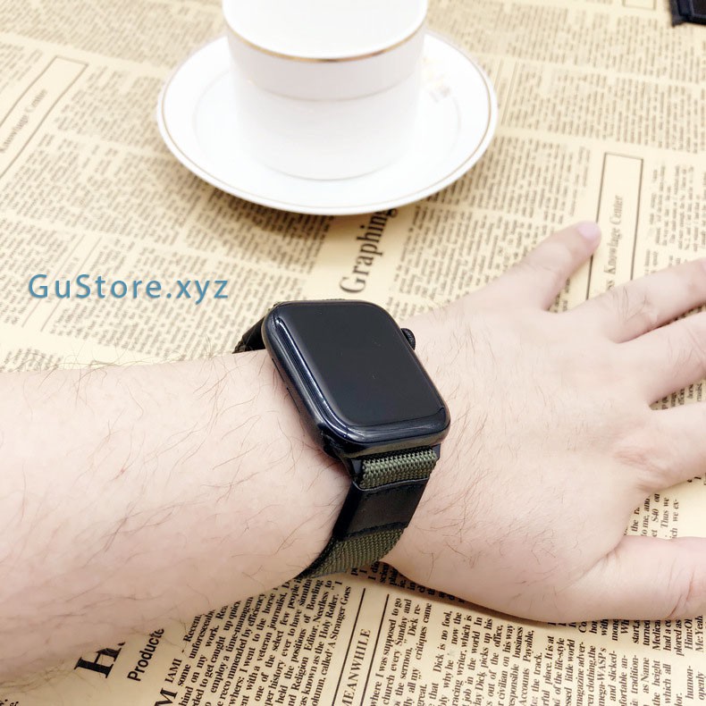 Dây đeo đồng hồ vải dù quân đội khóa cài dùng cho Apple Watch series 1/2/3/4/5/6/SE đủ size 38/40/42/44mm