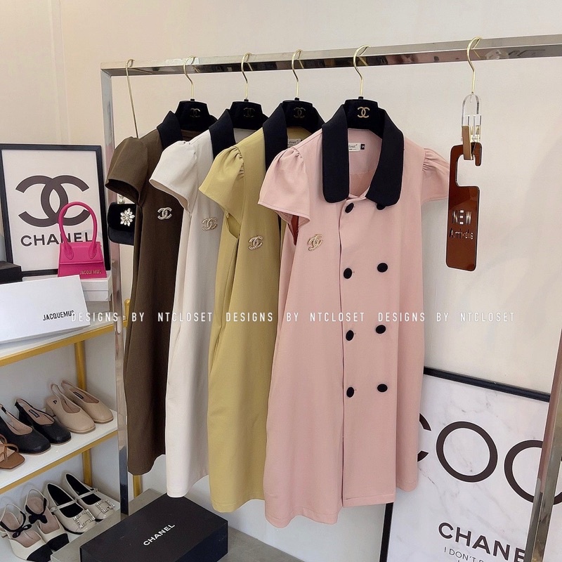 Váy suông cổ đen NT closet