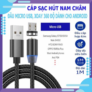 [Freeship] Cáp sạc hút nam châm đầu Micro USB | Dây dù , Dài 1M, Xoay 360 | Chắc chắn bền đẹp