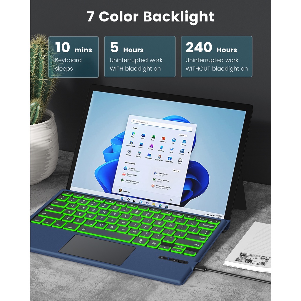 Bao Da Máy Tính Bảng Siêu Mỏng Có Bàn Phím Bluetooth 7 Màu Cho Microsoft Surface Pro 7 Plus (2021)/Pro 7/Pro 6/ 5 (Pro 2017)/4 /3