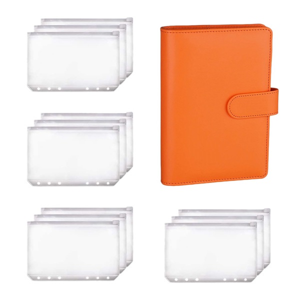 Set 12 Ví Đựng Tài Liệu/Tiền Giấy A6 6 Lỗ Phối Khóa Kéo Màu Xanh Lá