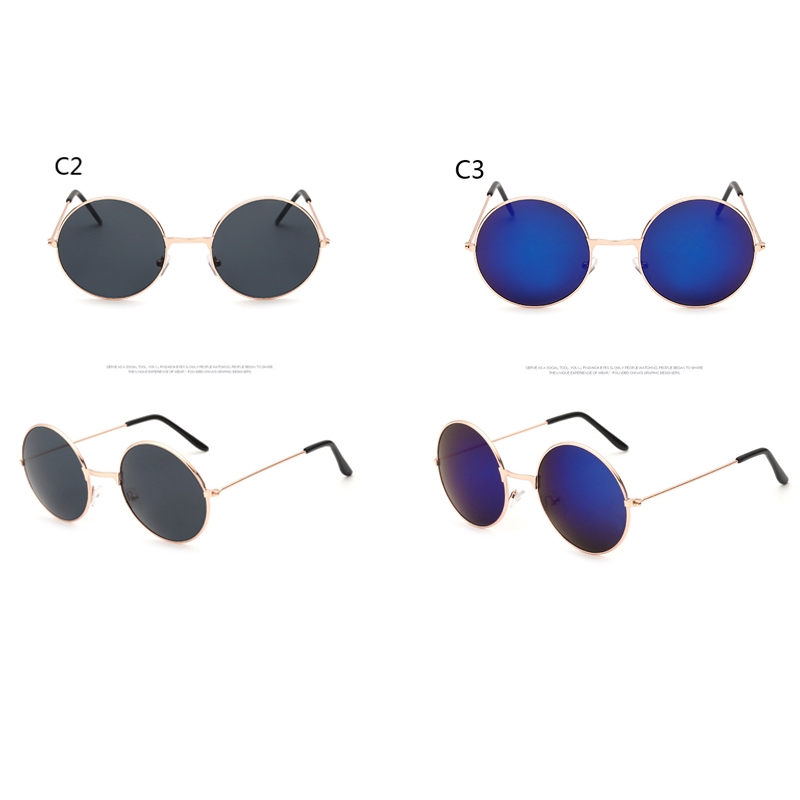 Kính mát gọng tròn bằng kim loại phong cách retro thời trang cho nam và nữ