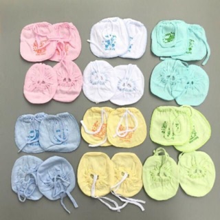 Set bao chân bao tay buộc dây cho bé sơ sinh