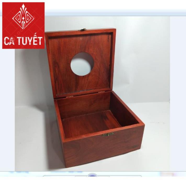 HỘP ĐỰNG GIẤY ĂN GỖ HƯƠNG VUÔNG 20x20 CHẠM HOA HỒNG - ẢNH THẬT