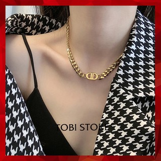 Vòng cổ chocker CD mạ vàng TOBI STORE hàng đẹp dây chuyền xích TB313