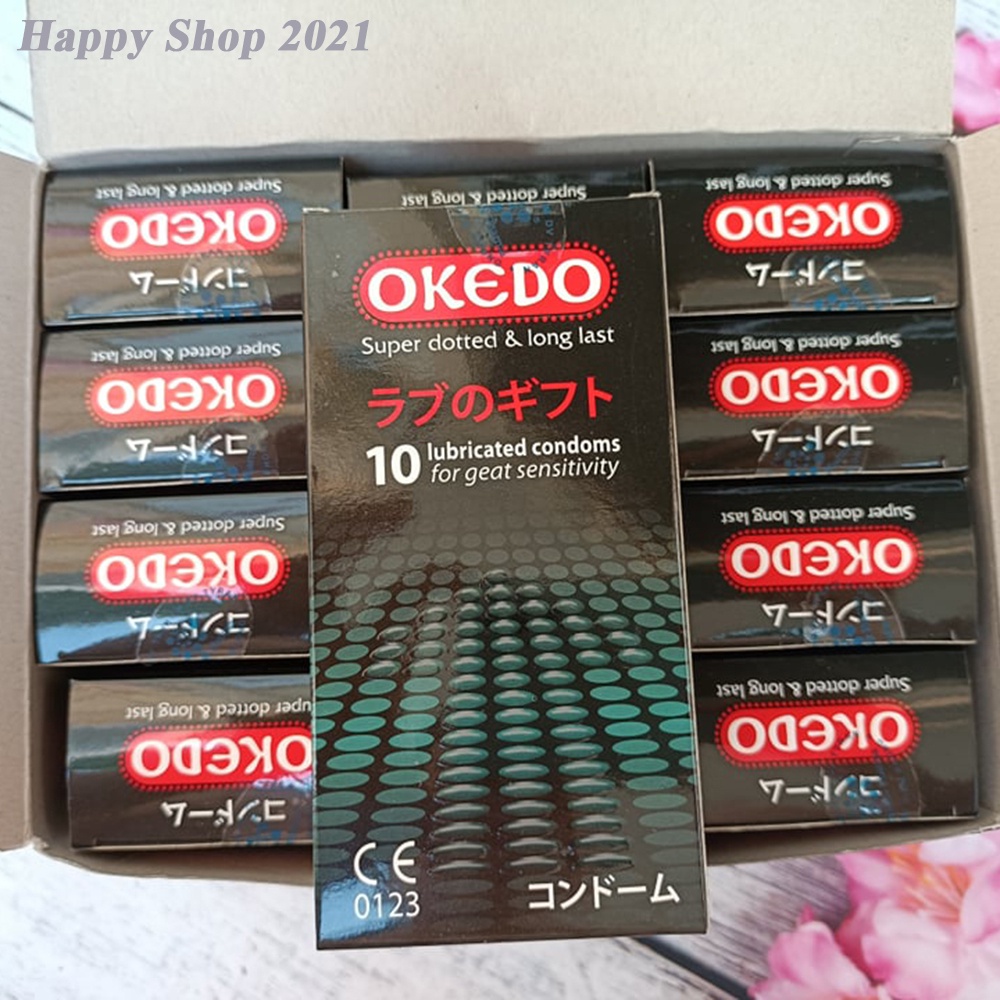Combo 3 hộp bao cao su OKEDO 10   - bao kéo dài thời gian, gai