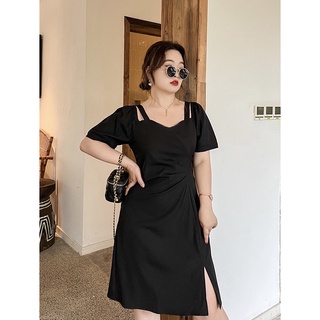 Đầm bigsize nhún eo xẻ tà DABS053 Béo Style