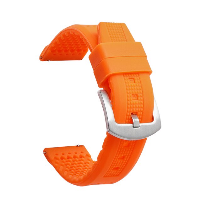 Dây Đeo Đồng Hồ Thể Thao Bằng Silicon Thoáng Khí Có Khóa Kim Loại Bạc 16mm 18mm 20mm 22mm 24mm