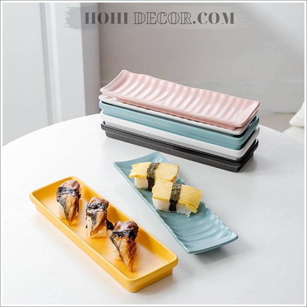 Đĩa Sứ Dài Chữ Nhật Trang Trí Chụp Ảnh Sushi - Shop Hohi Decor