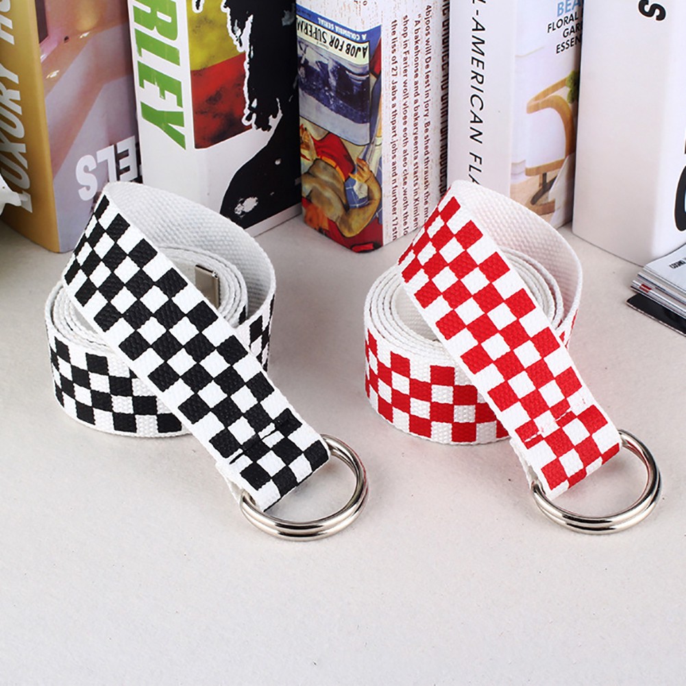 Thắt lưng vải họa tiết sọc caro thời trang nam nữ