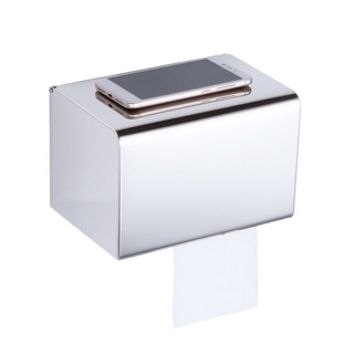 Hộp Inox 304 để giấy vệ sinh mẫu vuông (kèm miếng dán không phải khoan tường)