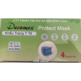 COMBO 8 Hộp Khẩu Trang Y Tế 4 Lớp Kháng Khuẩn Decomex ( Xanh ) 1 hôp 50 cái