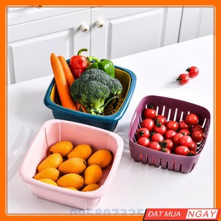 Rổ Có Nắp Đậy - Rổ Hộp Đựng Thực Phẩm Rau Củ Quả Có Nắp Đậy - Rổ Đa Năng 3in1 - Rổ Nhựa Có Nắp