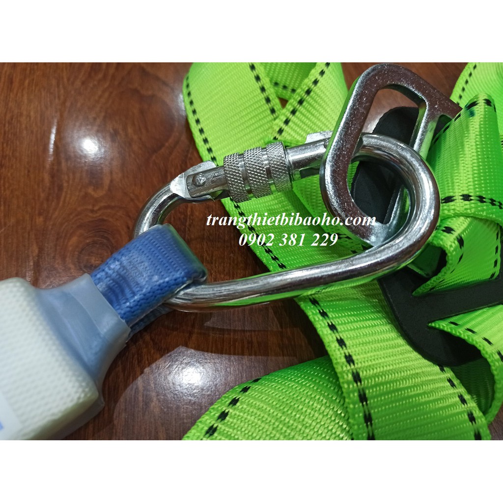 Dây an toàn toàn thân poly lụa 2 móc nhôm có giảm sốc (DTT-GS-2MN)