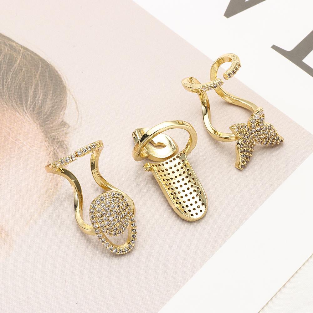 SUMU Nhẫn Móng Tay Bảo Vệ Màu Vàng Kim Thiết Kế Đơn Giản