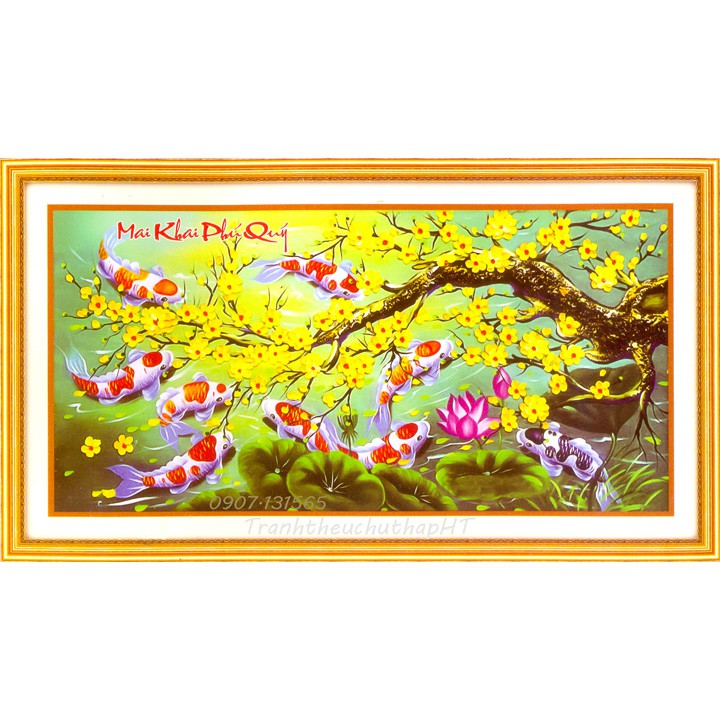 Tranh thêu chữ thập Mai khai phú quý LV3237 - tự thêu