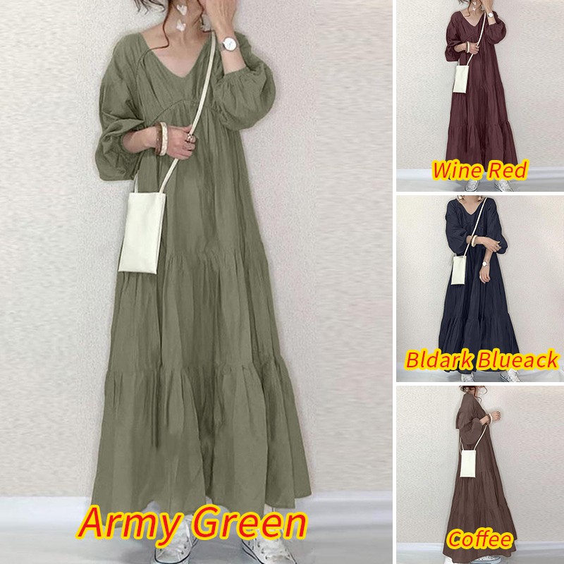 ZANZEA Đầm Maxi Tay Dài Thời Trang Dành Cho Nữ ZANZEA