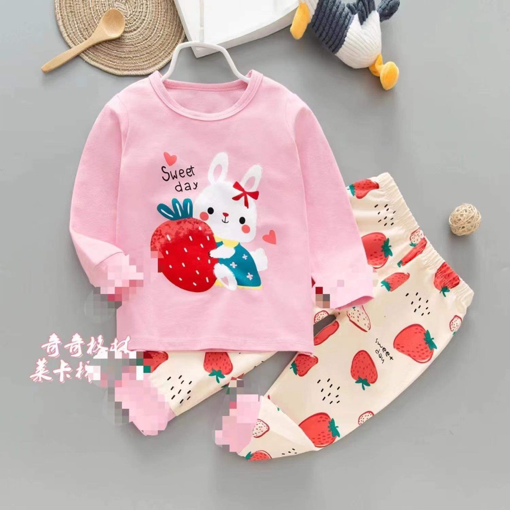 (QiQi 16-25kg )Đồ bộ bé gái quảng châu xuất hàn  Bộ quần áo dài tay QiQi cotton xuất Hàn cho bé gái( 3-5tuổi)