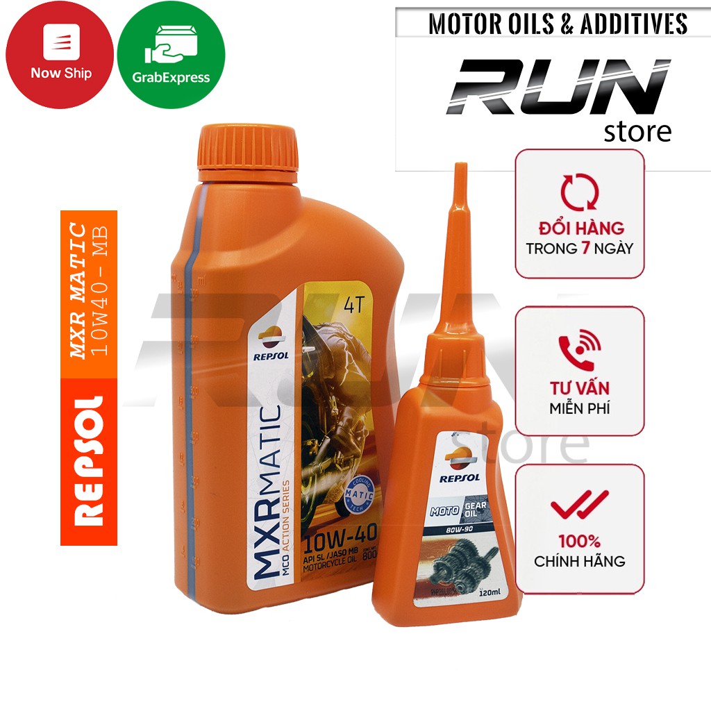 Combo Nhớt Xe Tay Ga REPSOL MXR MATIC 10w40 800ml Và Nhớt Hộp Số Repsol Gear Oil 120ml – Nhập Khẩu Indonesia