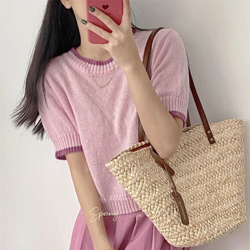 Áo Thun Tay Ngắn Cổ Tròn Màu Trơn Phong Cách Mới