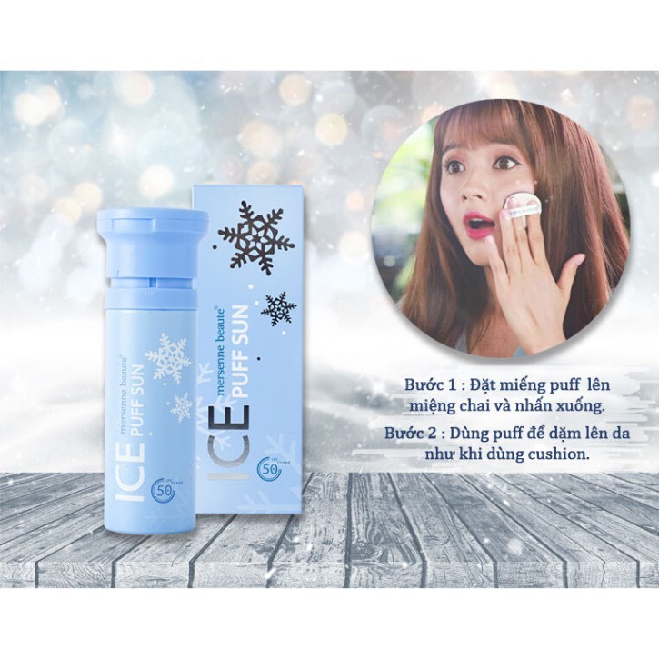 Kem Chống Nắng 3in1 Make Up Mát Lạnh Mersenne Beaute Ice Puff Sun SPF50+