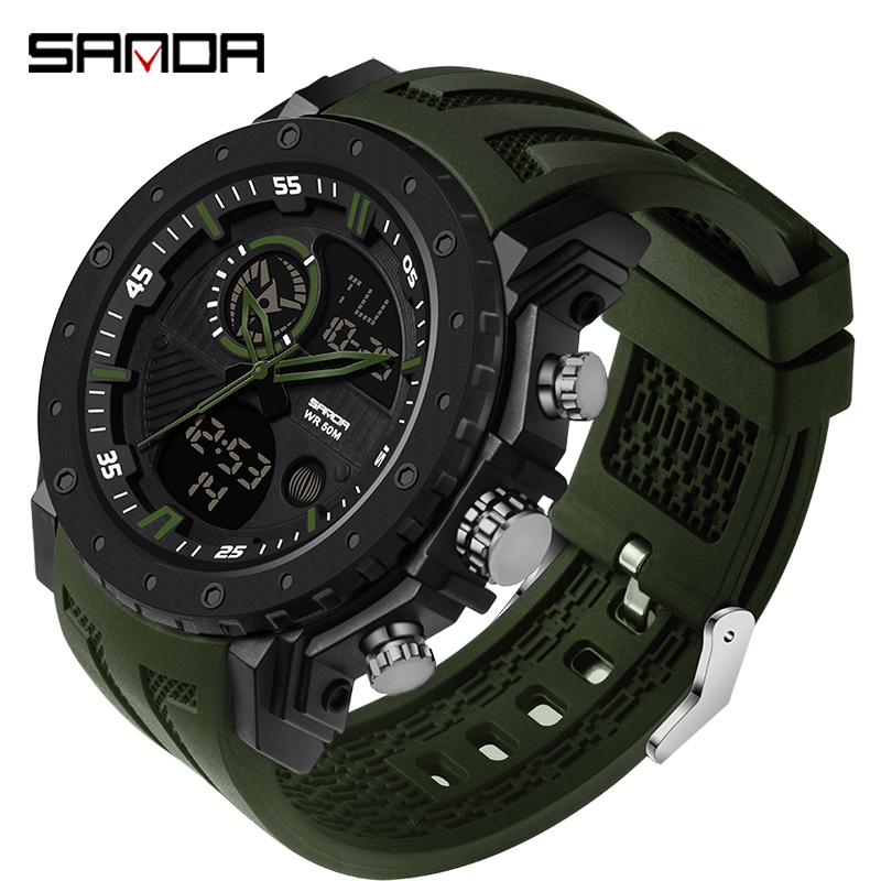 Đồng Hồ SANDA 6012 Phong Cách Thể Thao Quân Sự Không Thấm Nước Cho Nam