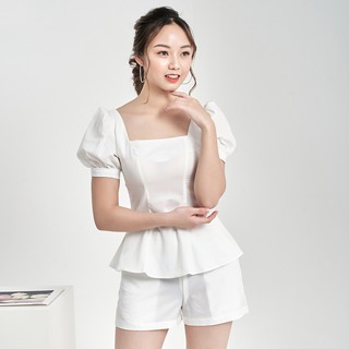 Sét Quần Short Áo Trắng Cổ Vuông