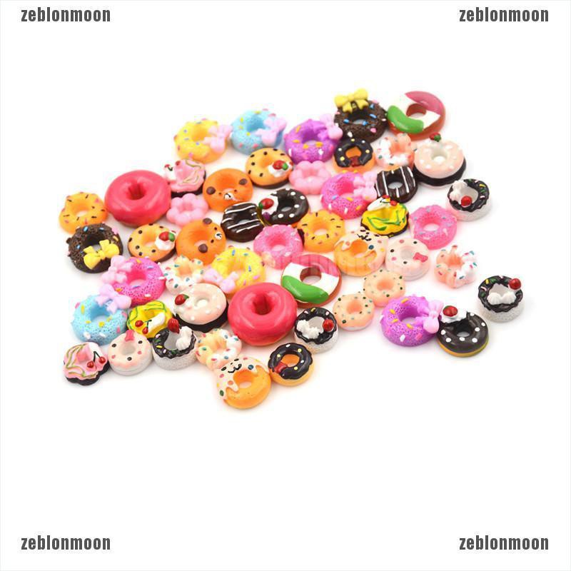 moon.vn Set 10 bánh donut mini bằng nhựa resin dùng trang trí nhà búp bê xinh xắn ☀$