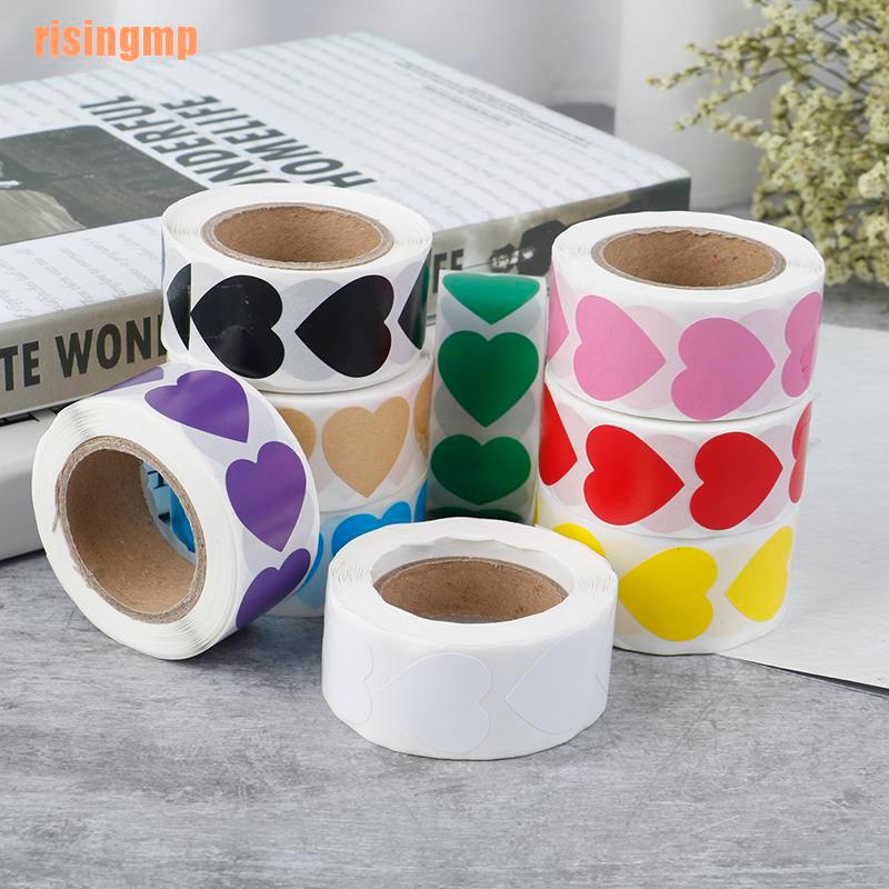 Cuộn 500 Miếng Dán Niêm Phong Hình Trái Tim Xinh Xắn