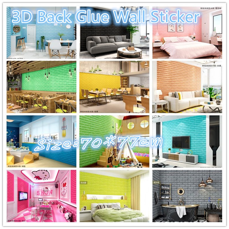 Giấy Dán Tường Bằng Xốp PE Họa Tiết Gạch 3D Chống Thấm Nước Kích Thước 70 * 77CM