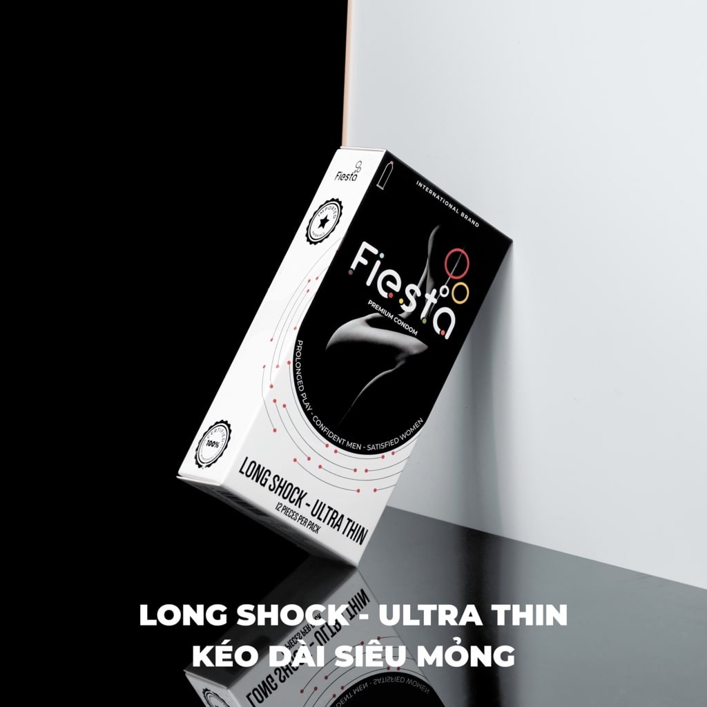 Bao Cao Su Fiesta Long Shock UltraThin Siêu Mỏng Kéo Dài Thời Gian Hộp 12 Cái - Happy Man