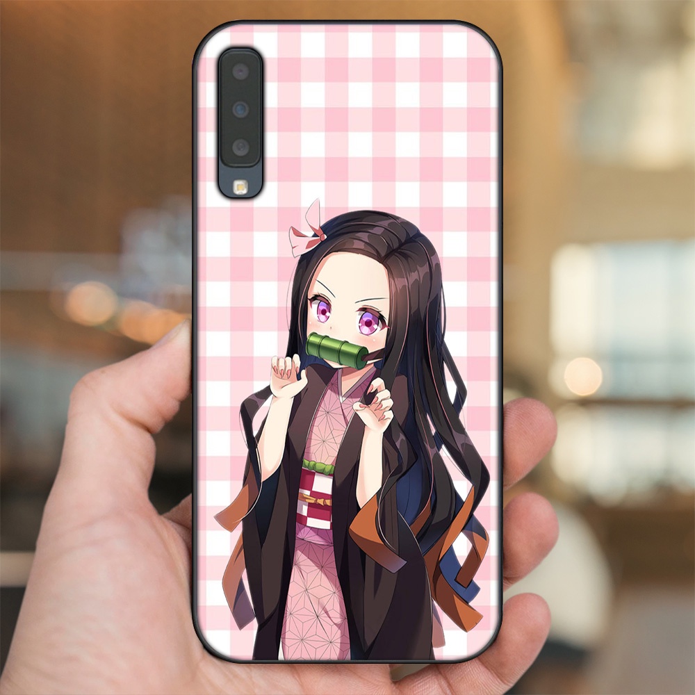Ốp lưng Samsung A7 2018 viền đen in hình Nezuko Kimetsu no Yaiba