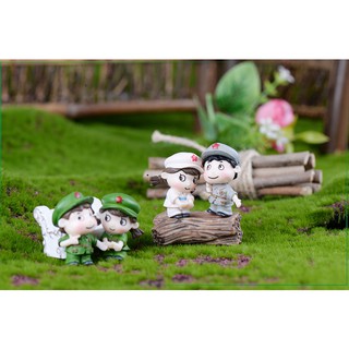 ❤❤Cặp Bé Trai Bé Gái Quân Y Dễ Thương❤❤ Phụ Kiện Trang Trí Tiểu Cảnh Sen Đá, Terrarium, Decord Mô Hình