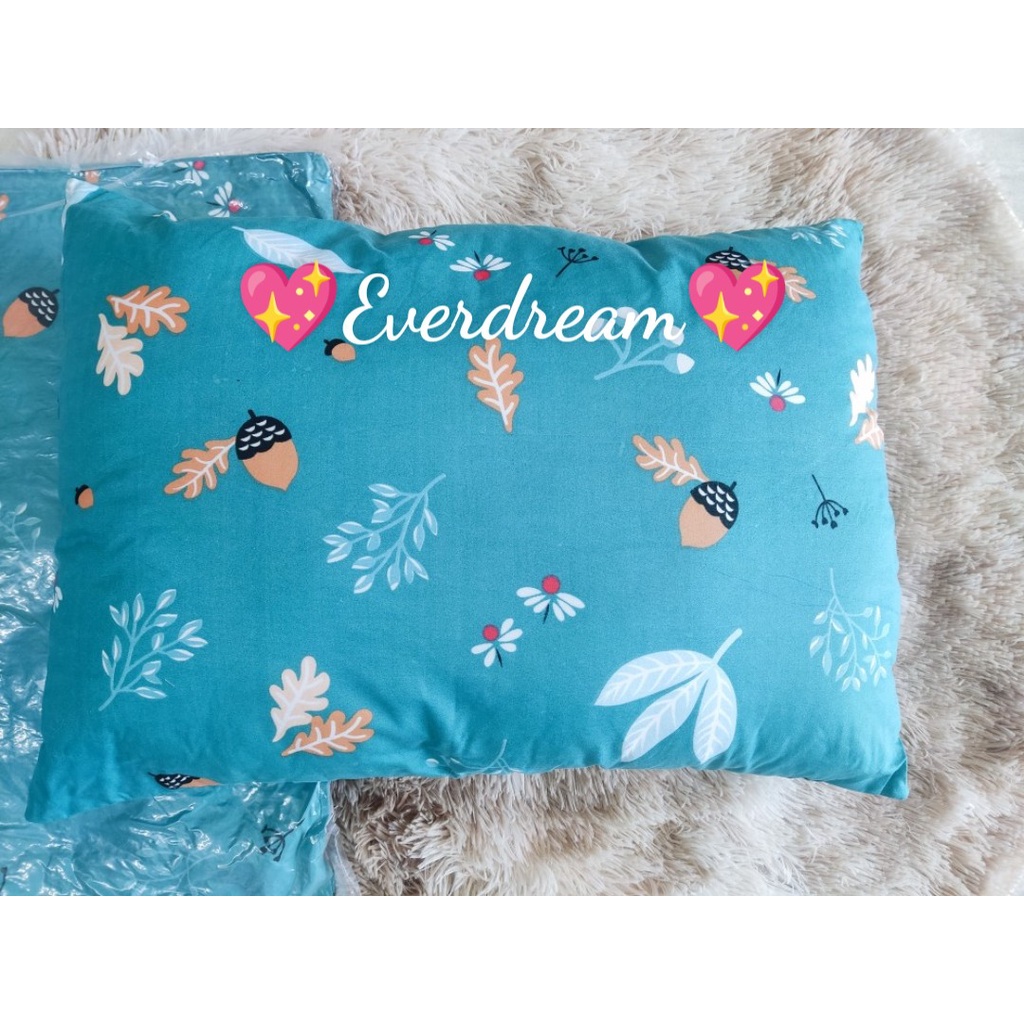 Ruột gối nằm EverDream 100% bông tinh khiết kháng khuẩn KT 45x65cm, vỏ ruột bằng vải cotton có họa tiết