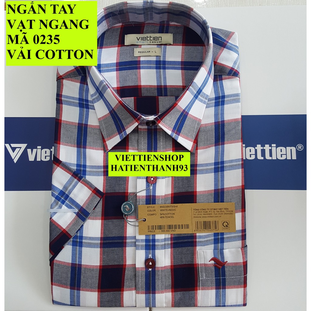 (0235 Sn) ÁO SƠ MI VIỆT TIẾN NGẮN TAY VẠT NGANG