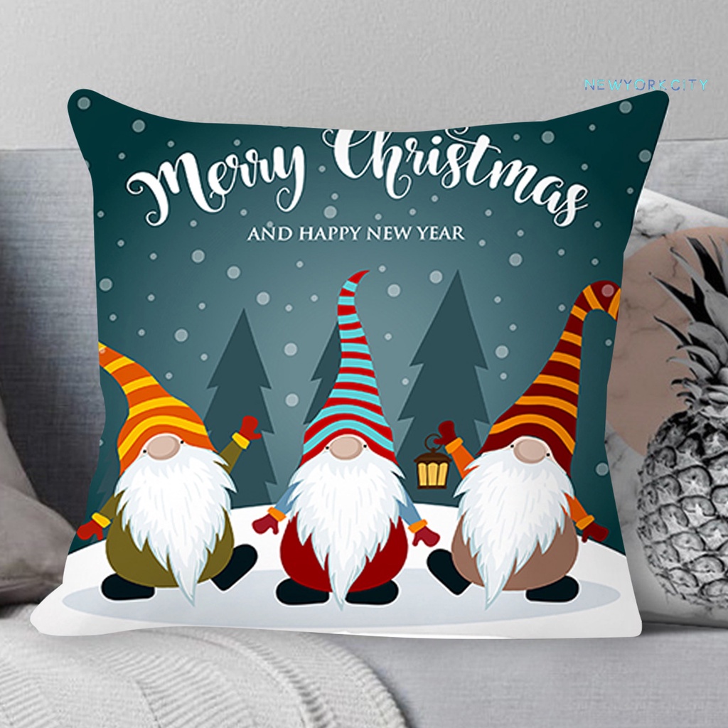 Gối từ polyester họa tiết giáng sinh chú lùn che mặt dùng trong gia đình