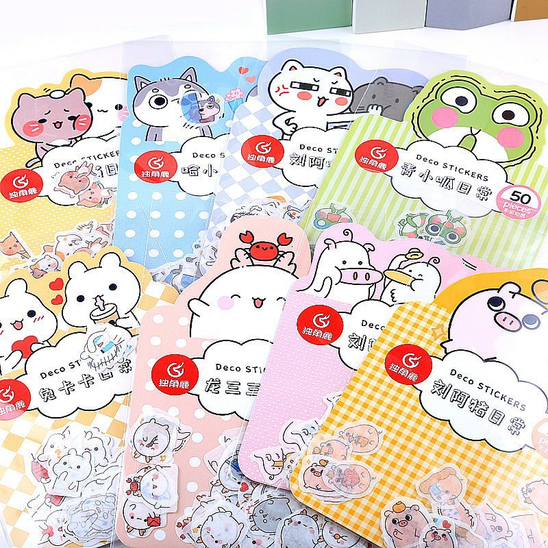 Set 50 sticker deco dán trang trí hình thú ngộ nghĩnh