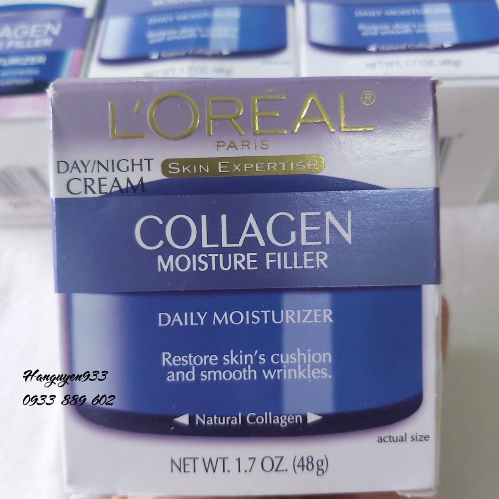 [Hàng Mỹ] Kem L'Oreal dưỡng và tái tạo da bị lão hóa bổ sung collagen ngày và đêm Day / Night Cream Collagen