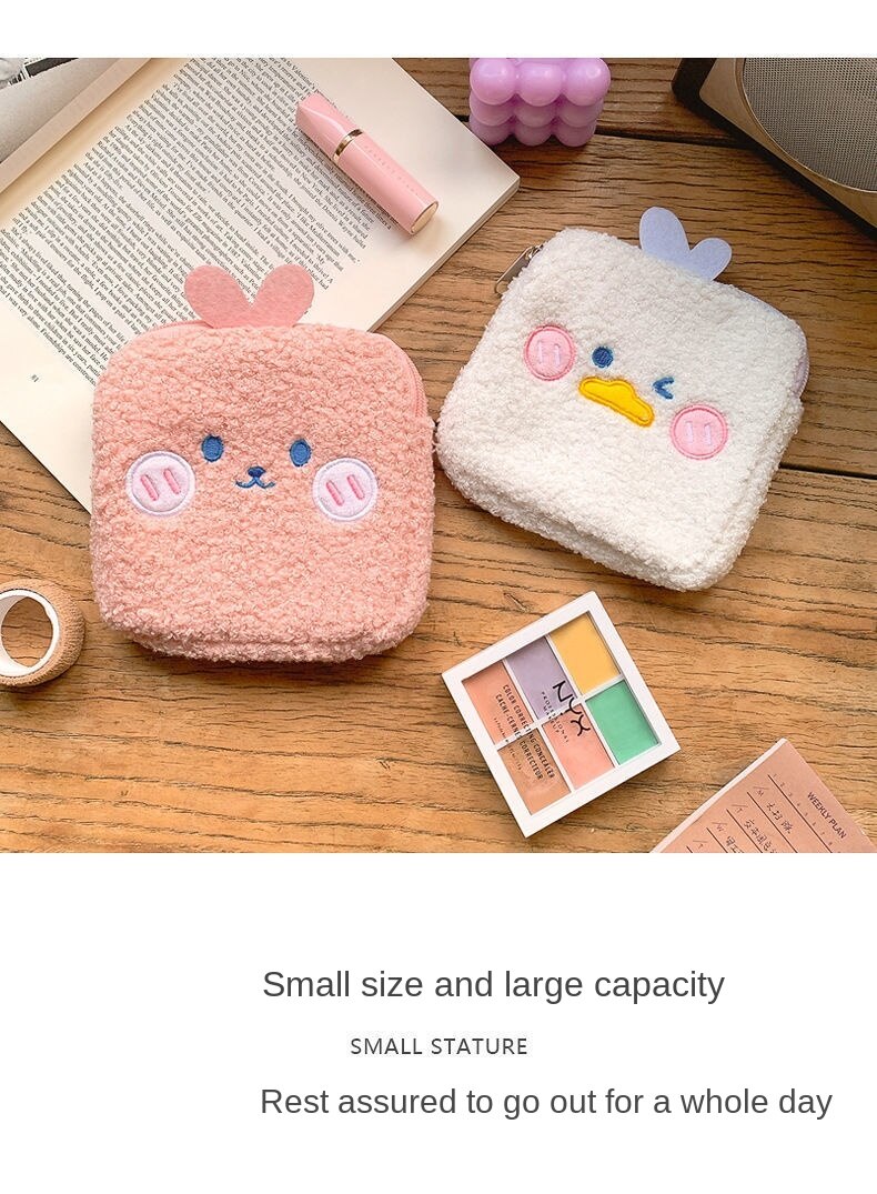 【Ready Stock】Cute Animal Print Canvas Bag Plush Storage Bag Portable Girl Heart Large Capacity Storage Bag