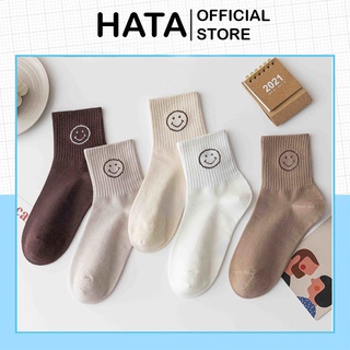 Tất Vớ Cổ Cao Thêu Hình Mặt Cười 457 Dễ Thương