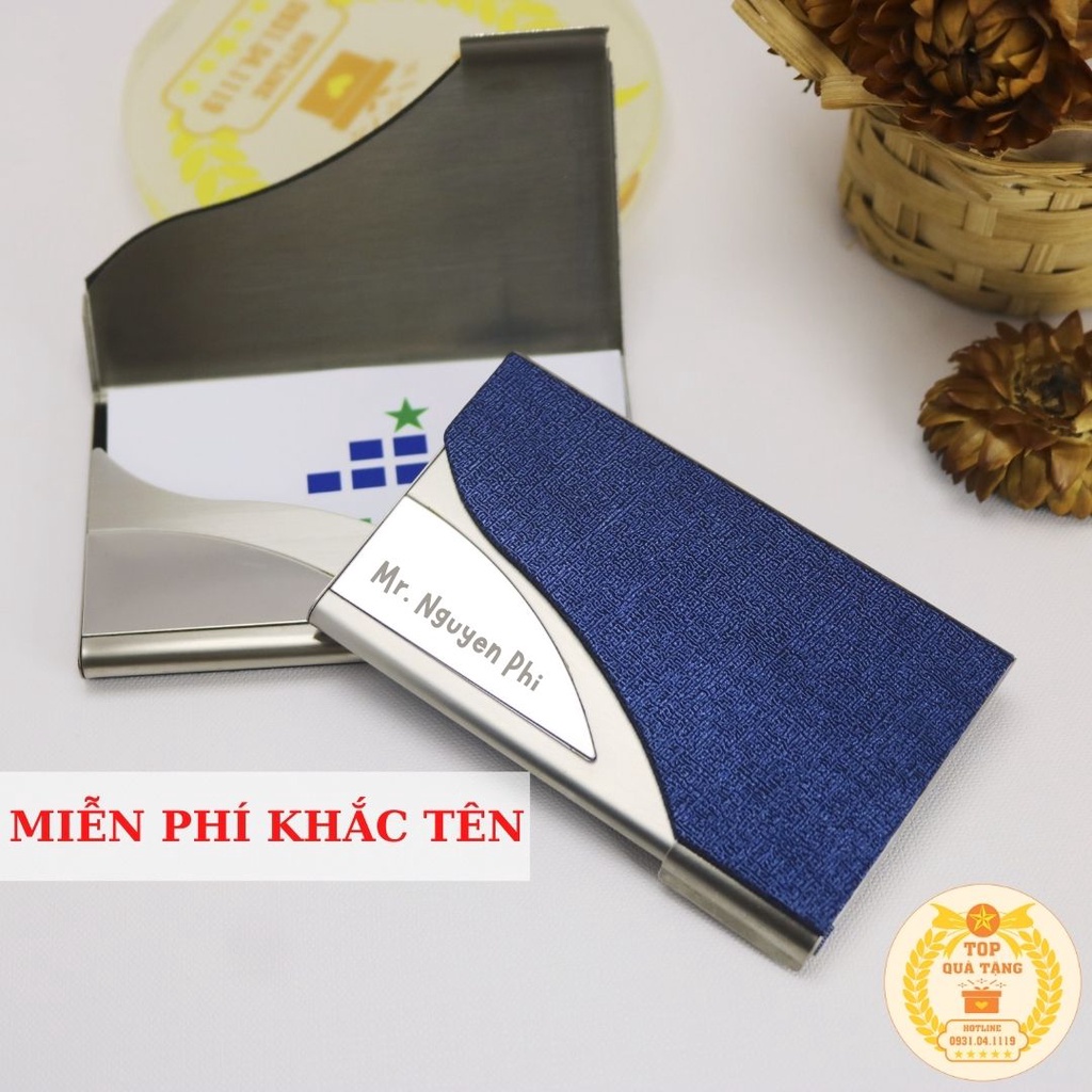 Hộp đựng danh thiếp, hộp đựng name card khắc tên logo theo yêu cầu NC004